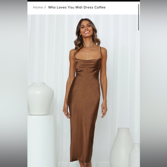 Hello Molly “Who Loves You” Midi Dress Coffee - Picture 1 of 3
